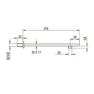 Nes Home 380MM Rectangular Brass Chrome Finish Wall Mounted Shower Arm