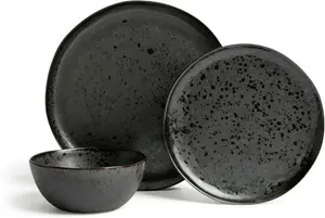 Habitat Preto 12 Piece Stoneware Dinner Set - Black