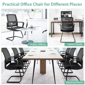 Costway Meeting Office Chairs Mid-Back Mesh Reception Chair w/ Adjustable Lumbar Support