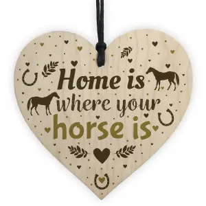 Red Ocean Horse Gifts For Women Wooden Heart Horse Gifts For Girls Horse Accessories Cute Country Home Accessory Gift Sign