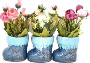 Set Of 3 Artificial Flower Pot Shoe Design Ceramic Plant Pot Ideal For Home Office Garden & Bedroom Decoration Piece