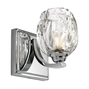 IP44 Wall Light Multi Faceted Crystal Glass Shade Polished Chrome LED G9 3.5W