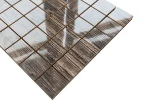 Ceramic mosaic on mesh for bathroom or kitchen 300mm x 300mm - Earth wood