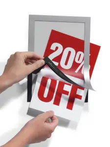 Durable DURAFRAME Self Adhesive Magnetic Signage Frame - 10 Pack - A5 Silver