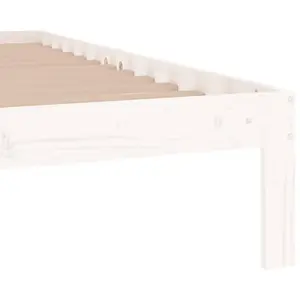 Berkfield Bed Frame White Solid Wood 75x190 cm Small Single