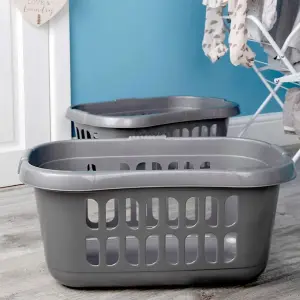 2X Large Plastic Silver Hipster Laundry Baskets For Laundry Rooms