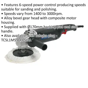 170mm Variable Speed Sander & Polisher - 1300W 230V - High Torque Detailing Kit