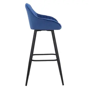 Hennen 76cm Bar Stool Black/Gold / Blue