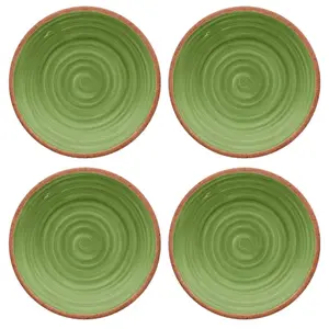 Purely Home Rustic Swirl Green Melamine Side/Salad Plates - Set of 4