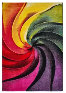 Multi-Coloured Designer Rug, Stain-Resistant Abstract Rug, Funky Modern Rug for Bedroom, & Dining Room-80cm X 150cm