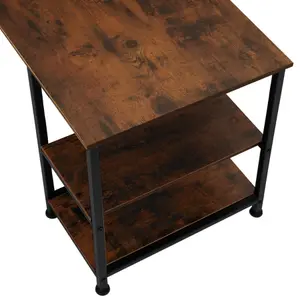 Desk Hamilton - corner unit, shelf with 2 storage compartments - Industrial wood dark, rustic