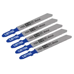 Sealey 92mm 11-14 TPI Metal Jigsaw Blade For Power Tools Pack of 5 Pcs SJBT118B