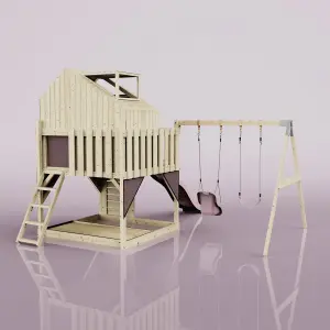 PolarPlay Kids Climbing Tower & Playhouse with Swing and Slide - Swing Saga Rose