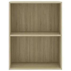 Berkfield 2-Tier Book Cabinet Sonoma Oak 60x30x76.5 cm Engineered Wood