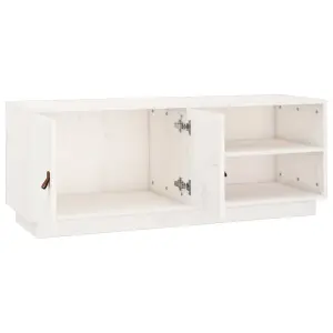 Berkfield TV Cabinet White 105x34x40 cm Solid Wood Pine