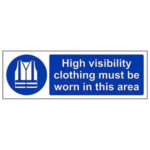 High Visibility Clothing In Area Sign - Rigid Plastic - 300x100mm (x3)