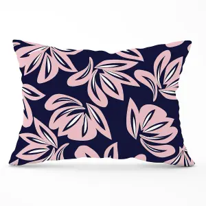 Pink Navy Floral Botanical Pattern Cushions 33cm x 48cm