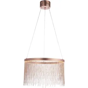 Brushed Copper Ceiling Pendant Light & Delicate Chains - Integrated LED Module