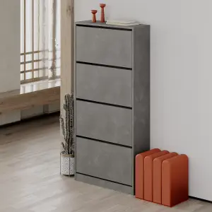 Decortie Modern Shoe Cabinet with 4 Compartment Retro Grey154.5cm