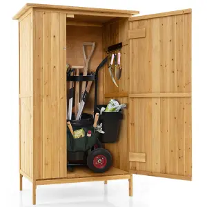 COSTWAY  5 x 3 FT Wooden Garden Shed Outdoor Storage Cabinet w/ Asphalt Roof