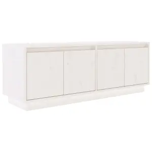 Berkfield TV Cabinet White 110x34x40 cm Solid Wood Pine