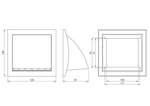 White Wall Outlet Duct Cowl 150mm x 150mm / 100mm Hose Flap