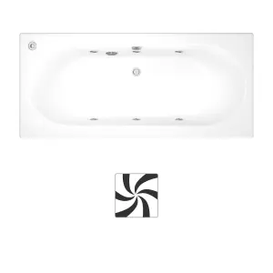 Cooke & Lewis Sovana White Straight Bath & air spa set with 6 jets (L)1700mm