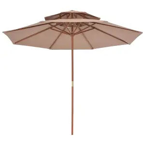 Berkfield Double Decker Parasol with Wooden Pole 270 cm Taupe