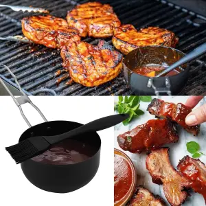 BBQ Saucepan Set with Silicone Brush - Black