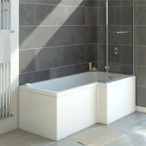 Cooke & Lewis Solarna White Acrylic L-shaped Right-handed Shower Bath (L)1500mm (W)850mm