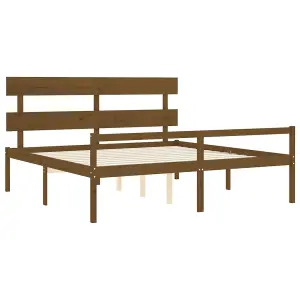 Berkfield Bed Frame with Headboard Honey Brown 200x200 cm Solid Wood