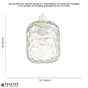 Clear Glass Pendant Lamp Shade with Crater Effect Moulded Design - 22cm x 18cm