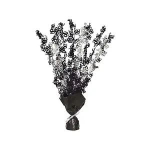 Unique Party Glitz 90th Balloon Weight Centrepiece Black/Silver (One Size)