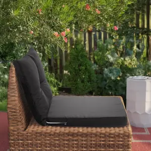 Outdoor Black 2Pcs Garden Sofa Cushion Backrest Set