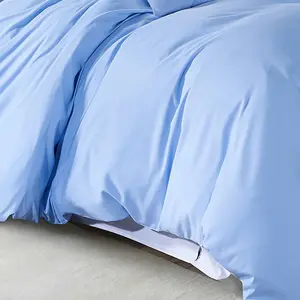 Marnisha Polyester Solid Colour Duvet Cover Set with Pillowcases Light Blue / Double - 2 Standard Pillowcases