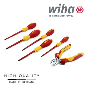 Wiha Screwdriver Cutter Phillips Slotted 6pcs Pouch 1000v VDE Electrician 33969