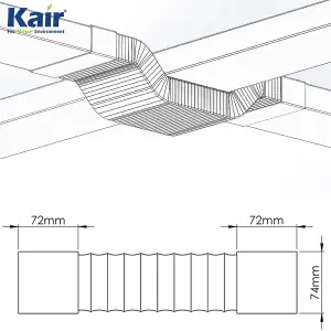 Kair Rectangular Flexible Bend 150mm x 70mm - 500mm Length PVC Hose