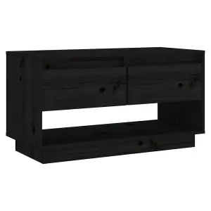 vidaXL TV Cabinet Black 74x34x40 cm Solid Wood Pine