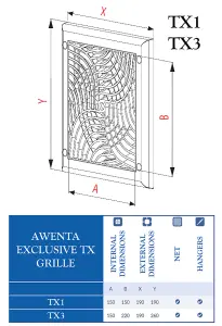 Awenta 150x150mm Wall Ventilation Grille Cover Anti Insects Net Square Shaped