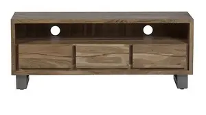 Baltic Live Edge Media Unit - Metal/Acacia Solid Wood - L40 x W140 x H45 cm