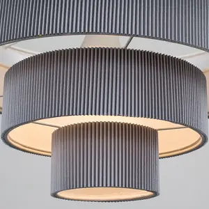 ValueLights Nevada Modern 4 Tier Dark Grey Fabric Ceiling Pendant Light Shade