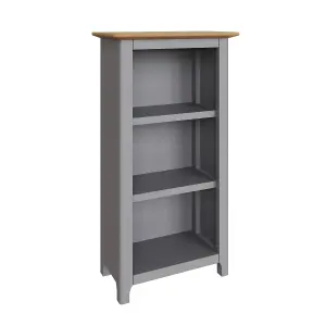 3 Tier Solid Oak Bookcase Grey