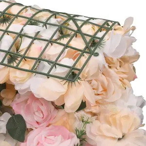 Artificial Flower Wall Backdrop Panel, 60cm x 40cm, Pastella & Poma Roses