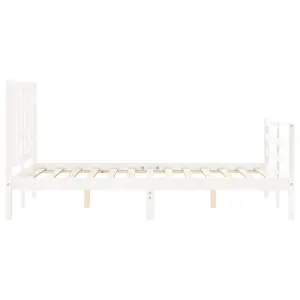 Berkfield Bed Frame with Headboard White Small Double Solid Wood