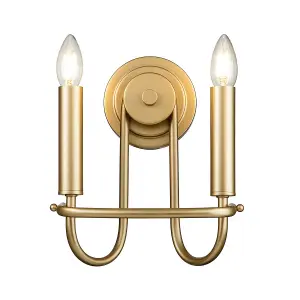 Luminosa Capitol Hill 2 Light Candle Wall Lamp, Painted Natural Brass