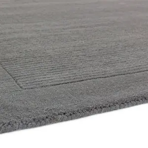 Grey Wool Handmade Plain Easy to Clean Rug For Bedroom Dining Room Living Room Rug-80cm X 150cm