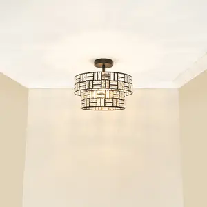 ValueLights Elise Black Acrylic Jewel Two Tier Ceiling Pendant Light with LED Bulb