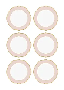 Rozi Jaswely Collection Porcelain Dinner Plates, Set of 6 - Pink