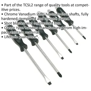 6 PACK Hammer Through Screwdriver Set - Hardened Steel Hammer Strike Chisel Cap