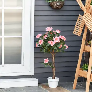 Outsunny 90cm Artificial Rose Tree, Fake Decorative Plant, Pink